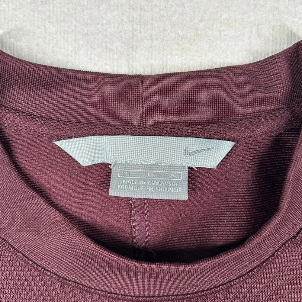 Vintage Nike Shirt Mens XL Performance Maroon Burgundy Swoosh Athletic Y2K Solid